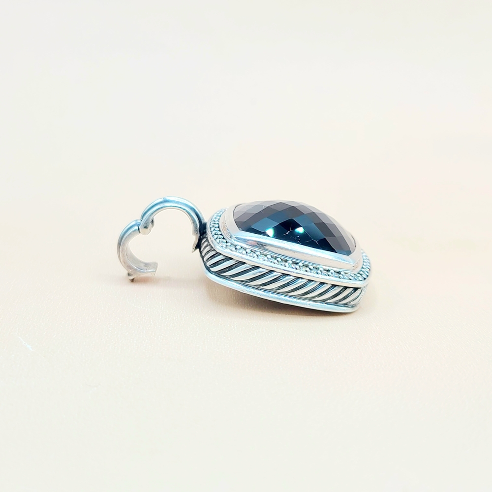 David Yurman Albion 20mm Black Onyx Diamond Pendant Enhancer  - Picture 6 of 9